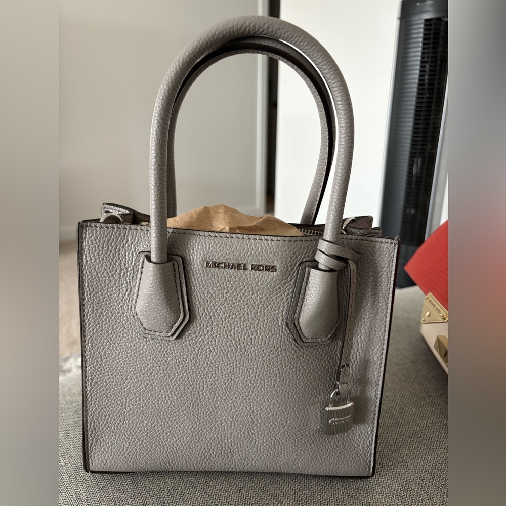 Michael Kors Pebble Leather Satchel in Gray